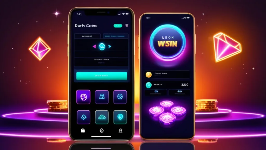 A mobile casino app interface showing quick-access features and menus on a dark screen