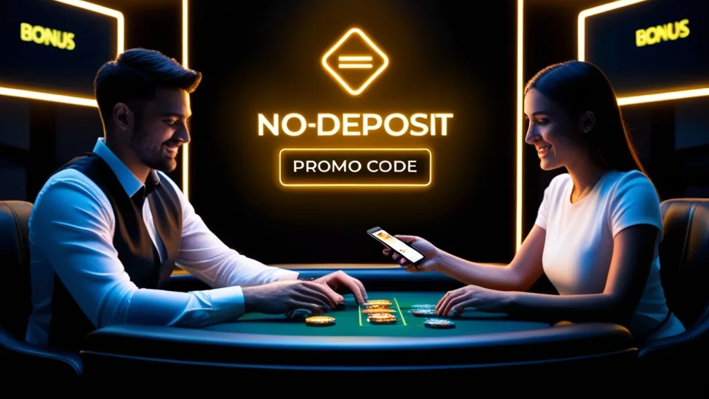 Player entering a no-deposit promo code on a casino registration screen
